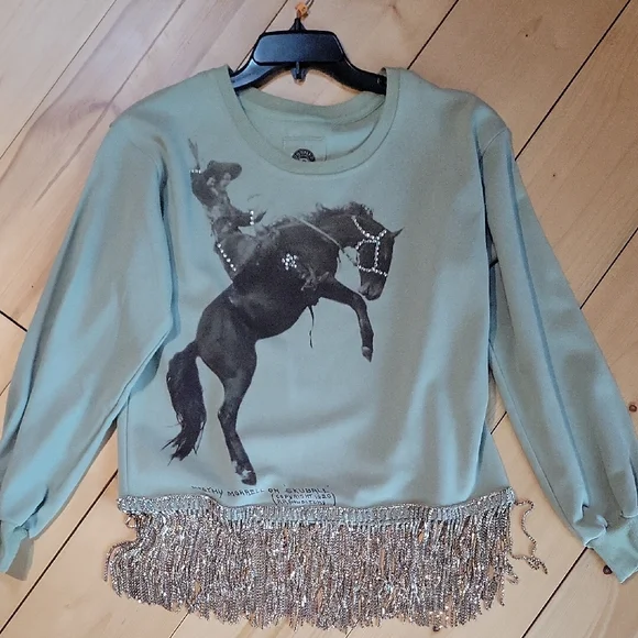 Double D Ranch Women Rodeo Graphic Sweatshirt - Light Green - Picture 5 of 8